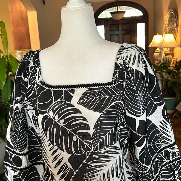 Cynthia Rowley 100% linen on/off the shoulder tropical print top sz XL - Picture 2 of 13